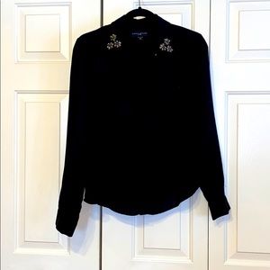 Simply Styled by Sears Black Button Down Top